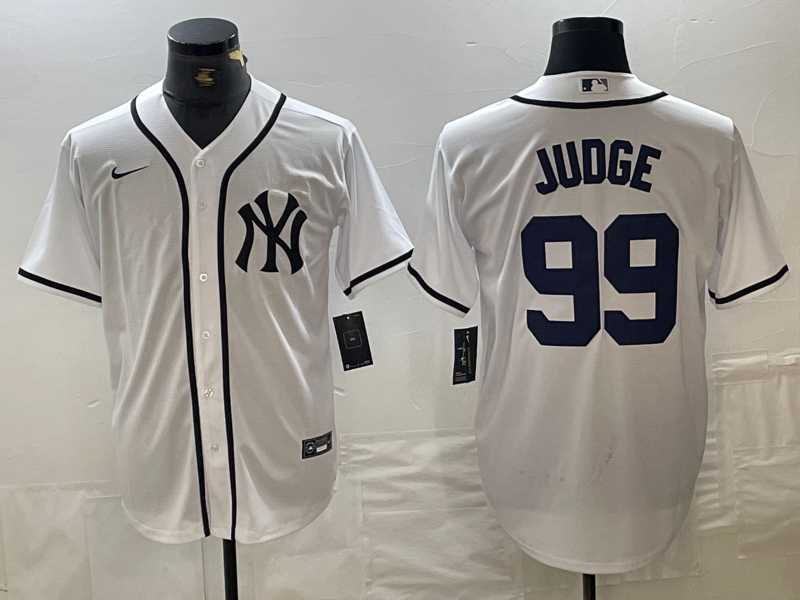 Mens New York Yankees #99 Aaron Judge White Fashion Cool Base Jersey